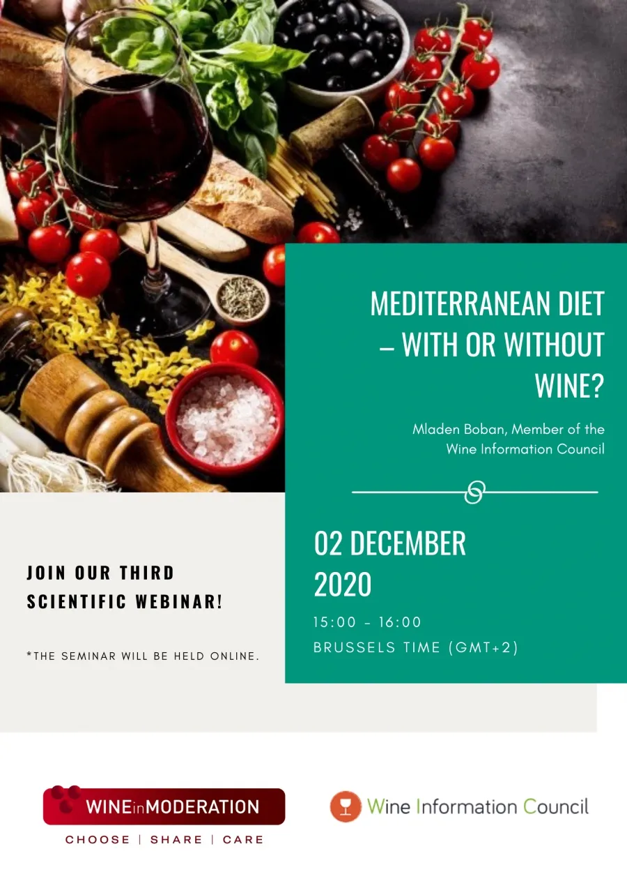 Can wine still be part of the Mediterranean Diet, or should it be taken out of the Mediterranean Diet pyramid?
Prof. Mladen Boban (University of Split, Split, Croatia) will take the opportunity of this webinar to present the latest scientific evidence on wine in the context of a Mediterranean Diet.
REGISTER HERE for the webinar which will take place on December 2nd from 3 pm to 4 pm CET.
* Connexion details will be sent to registered participants only.
